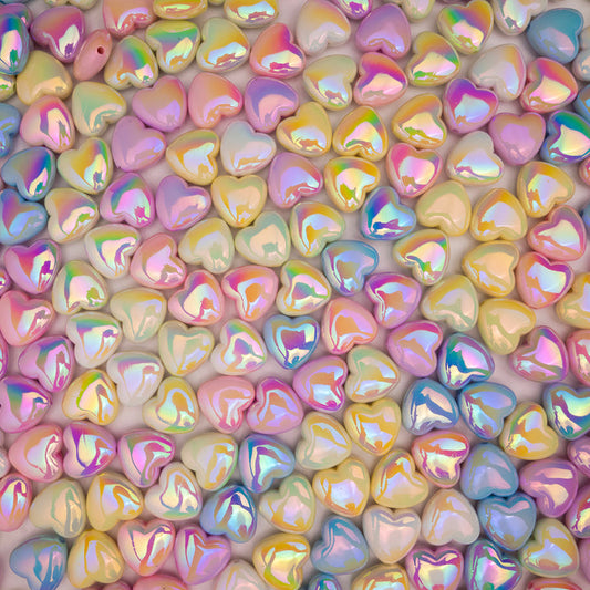 Assorted Shiny Heart Beads - 18mm