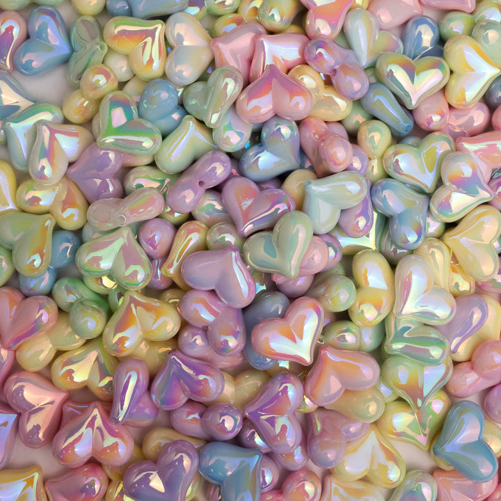 Assorted Shiny Curved Heart Beads - 18mm