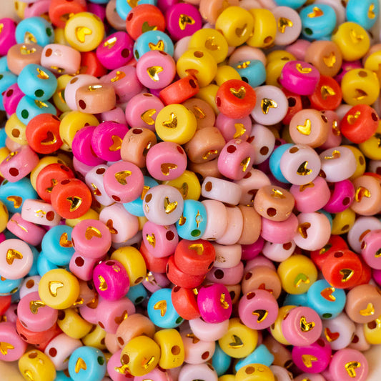 Colorful & Gold Heart Spacer Beads